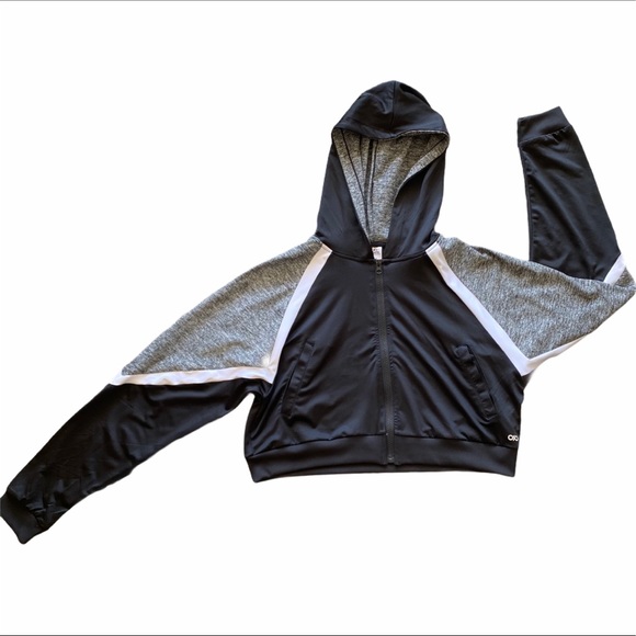 Zippered crop hoodie. - Picture 1 of 5